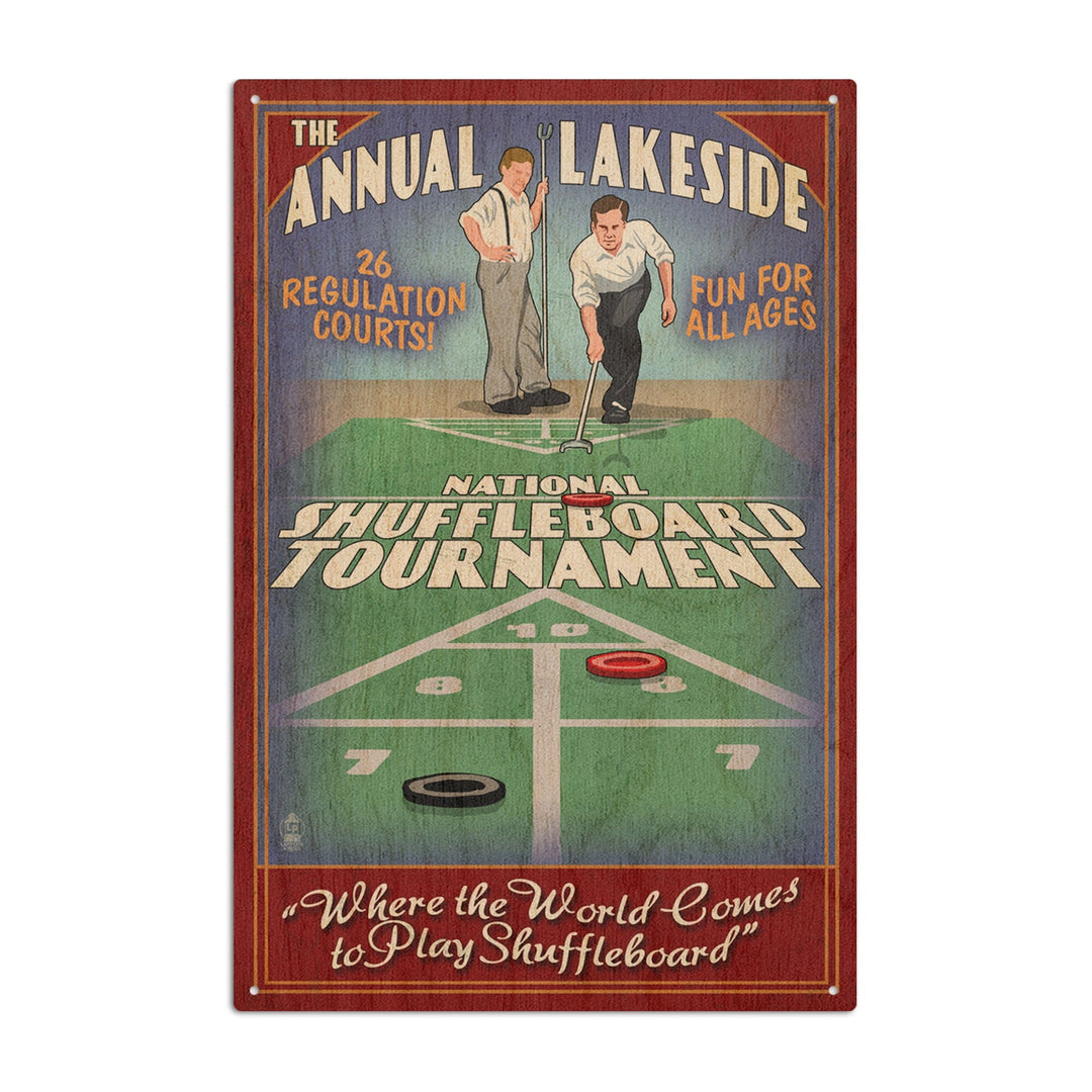 Lakeside, Ohio, Shuffleboard Tournament Vintage Sign, Lantern Press Artwork, Wood Signs and Postcards Wood Lantern Press 10 x 15 Wood Sign 