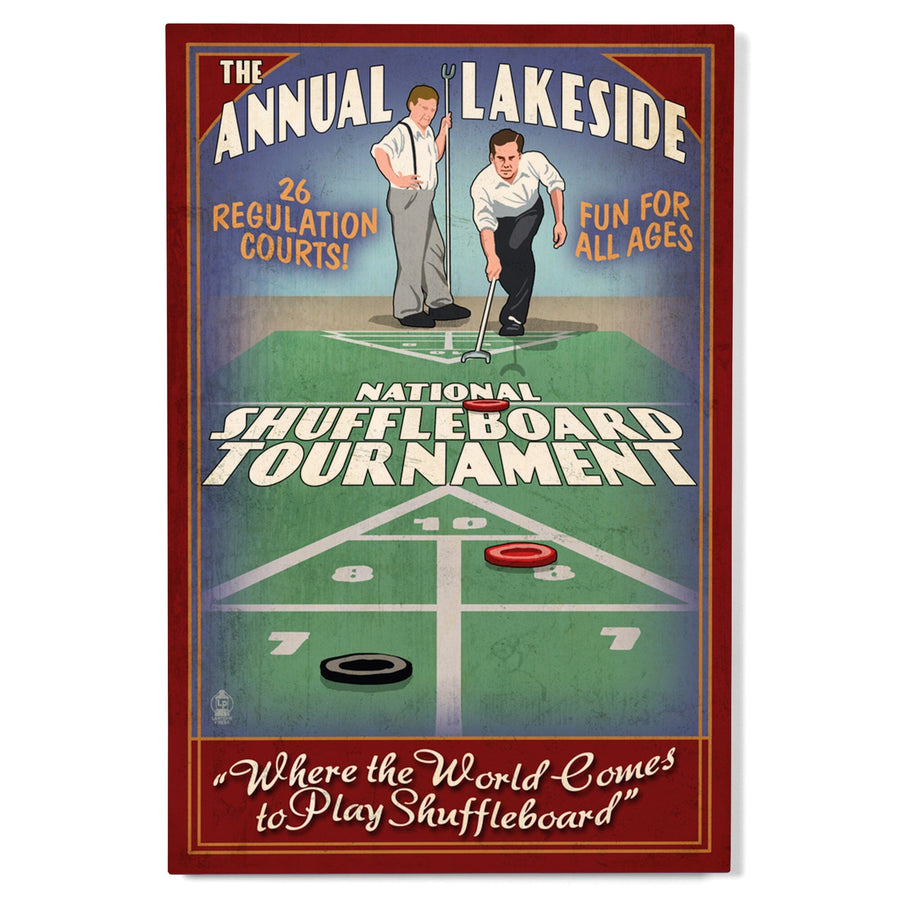 Lakeside, Ohio, Shuffleboard Tournament Vintage Sign, Lantern Press Artwork, Wood Signs and Postcards Wood Lantern Press 