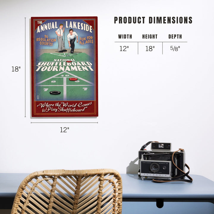 Lakeside, Ohio, Shuffleboard Tournament Vintage Sign, Lantern Press Artwork, Wood Signs and Postcards Wood Lantern Press 