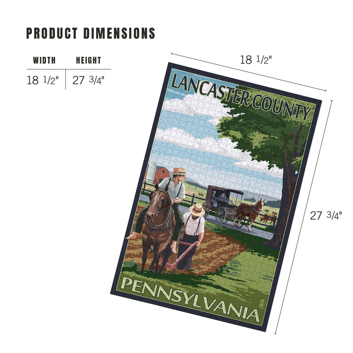 Lancaster County, Pennsylvania, Amish Farm Scene, Jigsaw Puzzle Puzzle Lantern Press 