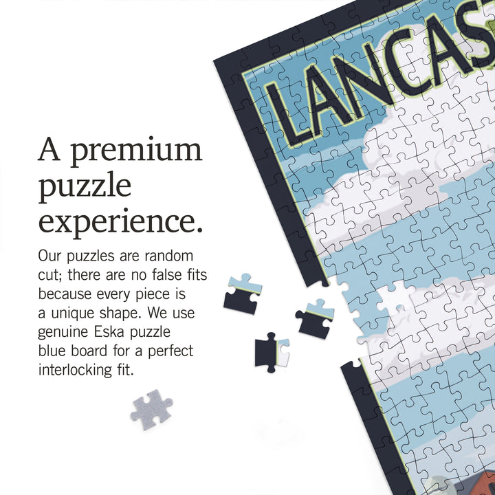 Lancaster County, Pennsylvania, Amish Farm Scene, Jigsaw Puzzle Puzzle Lantern Press 