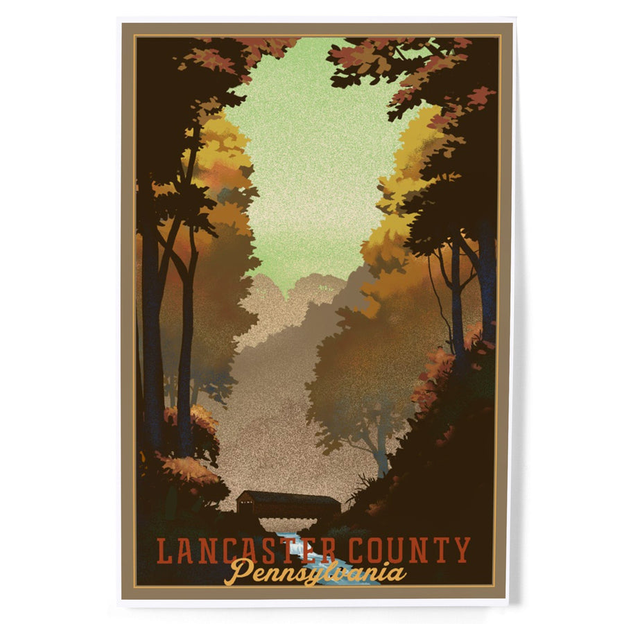 Lancaster County, Pennsylvania, Covered Bridge, Litho, Art & Giclee Prints Art Lantern Press 
