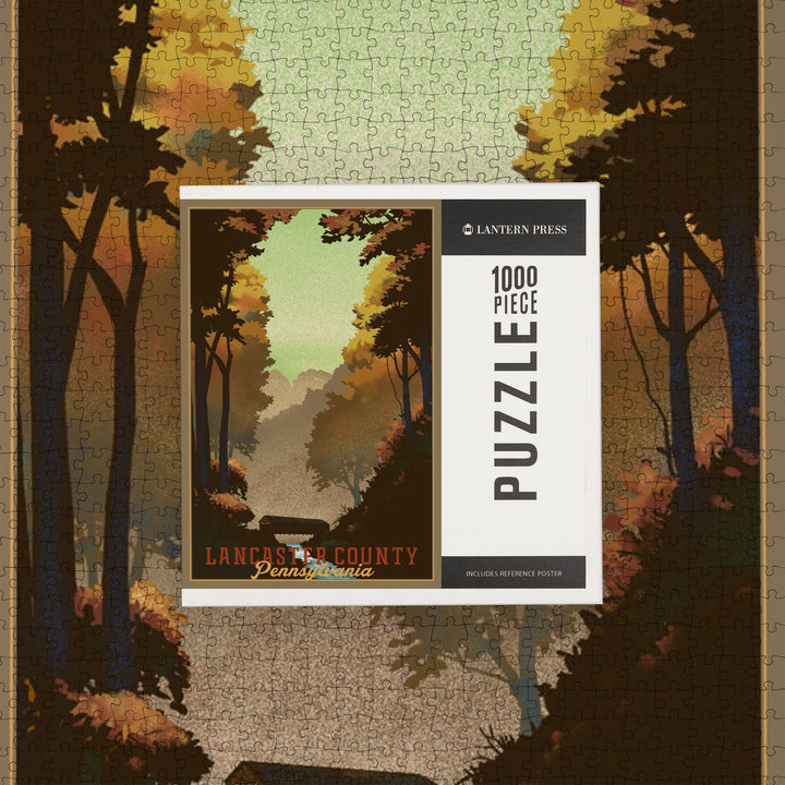 Lancaster County, Pennsylvania, Covered Bridge, Litho, Jigsaw Puzzle Puzzle Lantern Press 