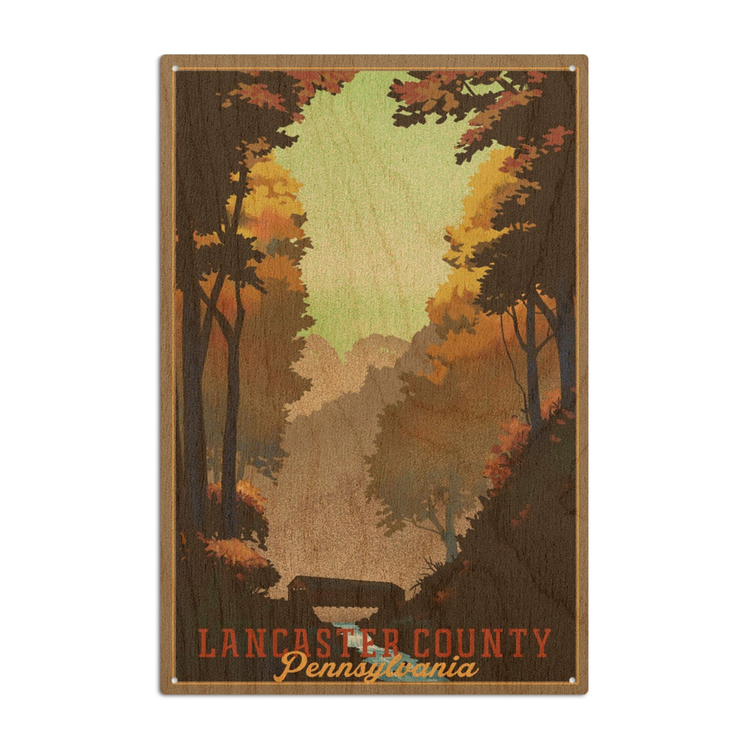 Lancaster County, Pennsylvania, Covered Bridge, Litho, Lantern Press Artwork, Wood Signs and Postcards Wood Lantern Press 10 x 15 Wood Sign 
