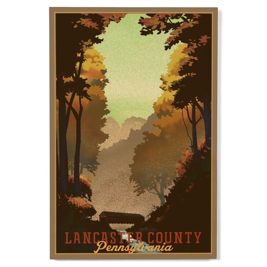Lancaster County, Pennsylvania, Covered Bridge, Litho, Lantern Press Artwork, Wood Signs and Postcards Wood Lantern Press 