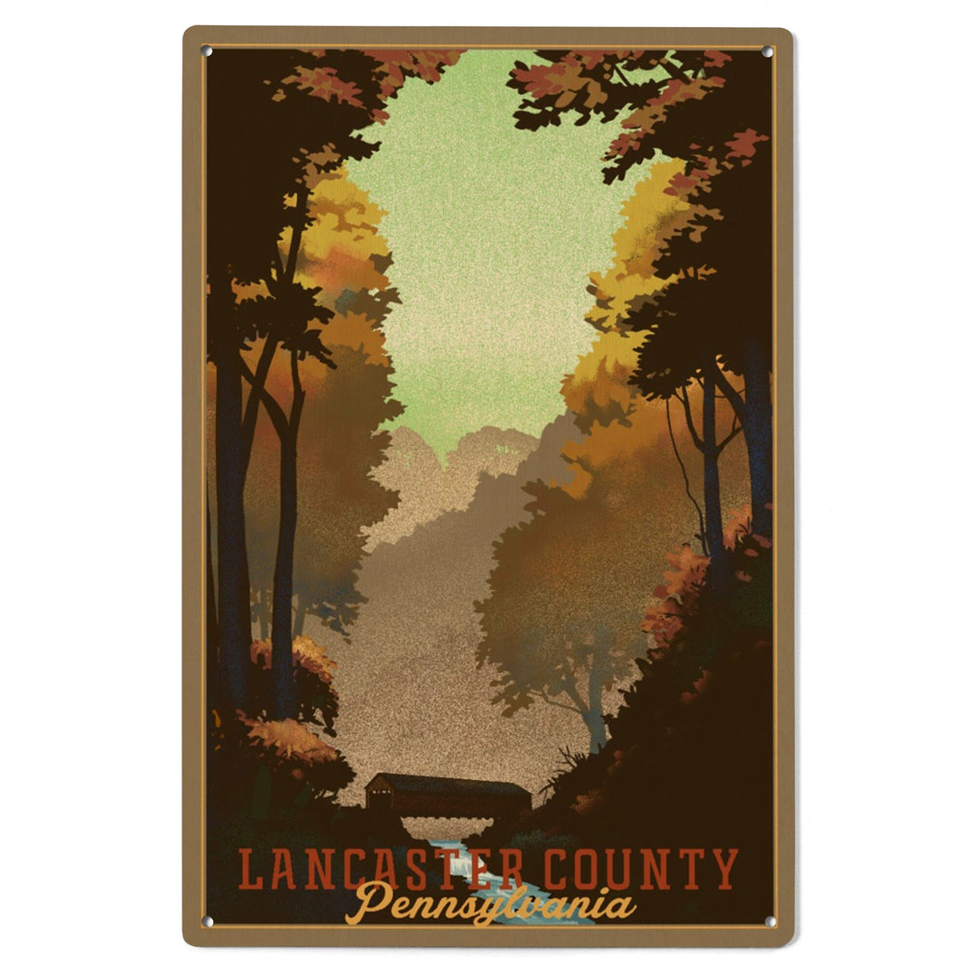 Lancaster County, Pennsylvania, Covered Bridge, Litho, Lantern Press Artwork, Wood Signs and Postcards Wood Lantern Press 