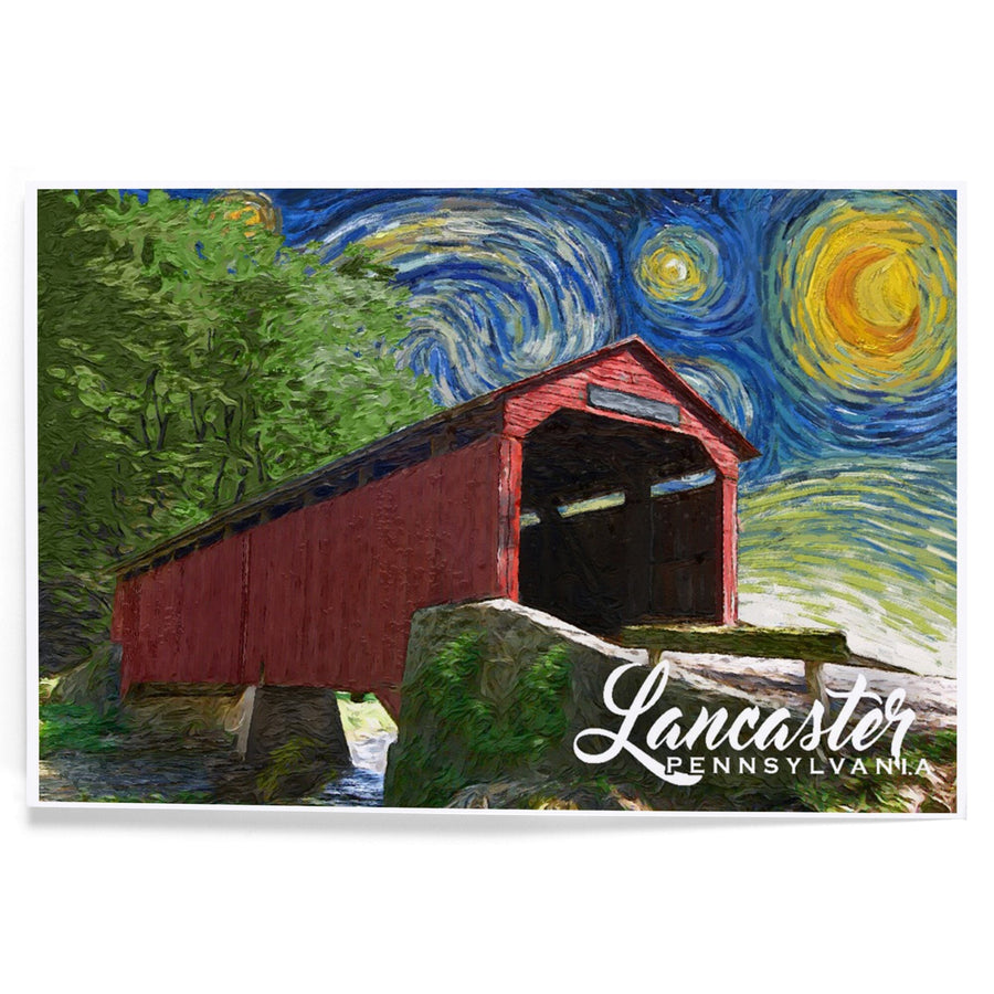 Lancaster County, Pennsylvania, Covered Bridge, Starry Night, Art & Giclee Prints Art Lantern Press 