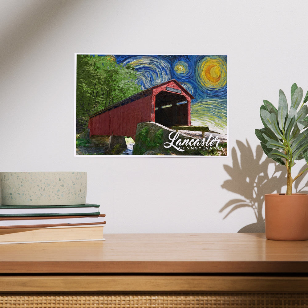 Lancaster County, Pennsylvania, Covered Bridge, Starry Night, Art & Giclee Prints Art Lantern Press 