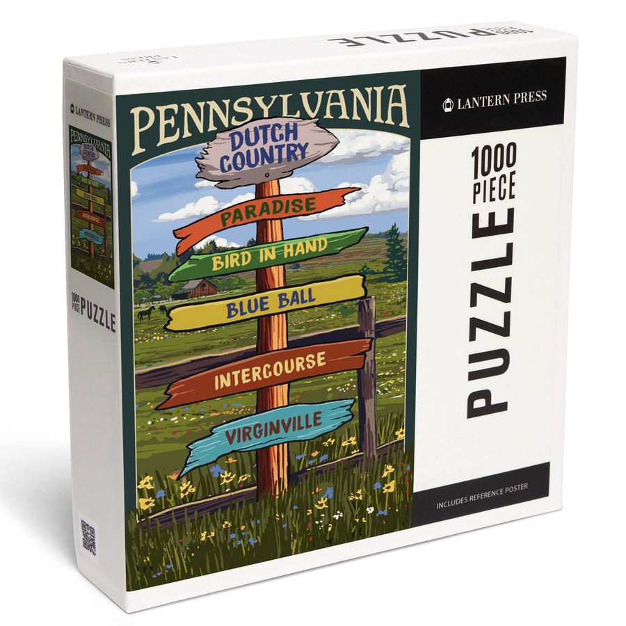 Lancaster County, Pennsylvania, Destination Signpost, Jigsaw Puzzle Puzzle Lantern Press 