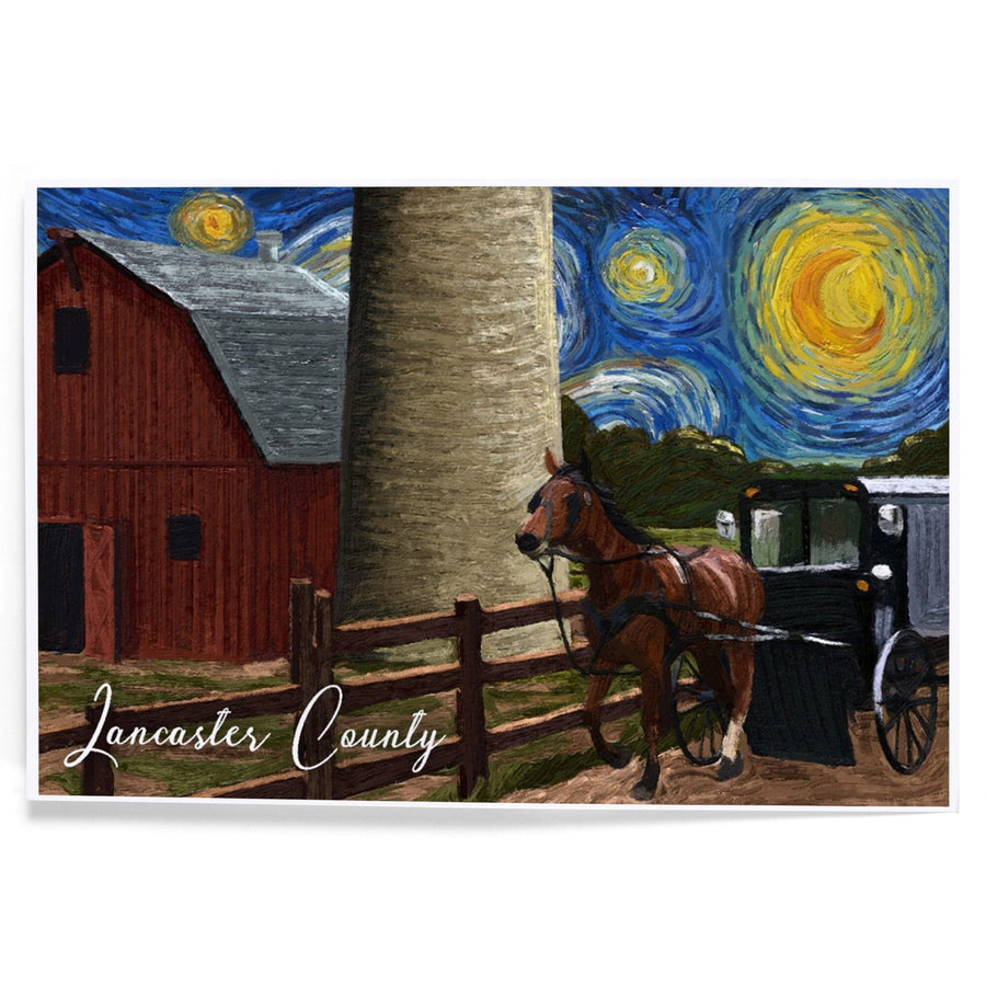 Lancaster County, Pennsylvania, Farm Scene, Starry Night, Art & Giclee Prints Art Lantern Press 
