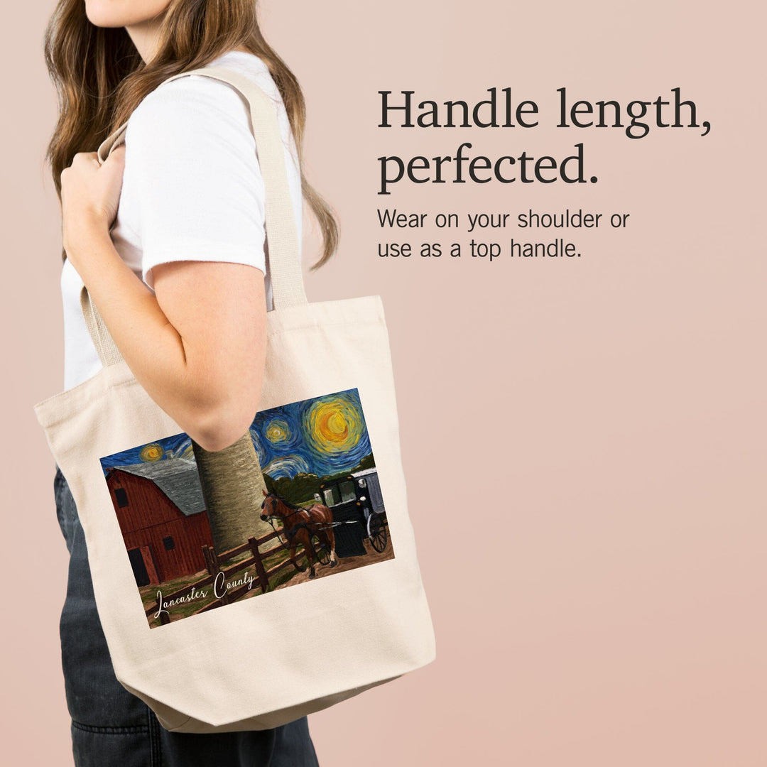 Lancaster County, Pennsylvania, Farm Scene, Starry Night, Tote Bag Totes Lantern Press 