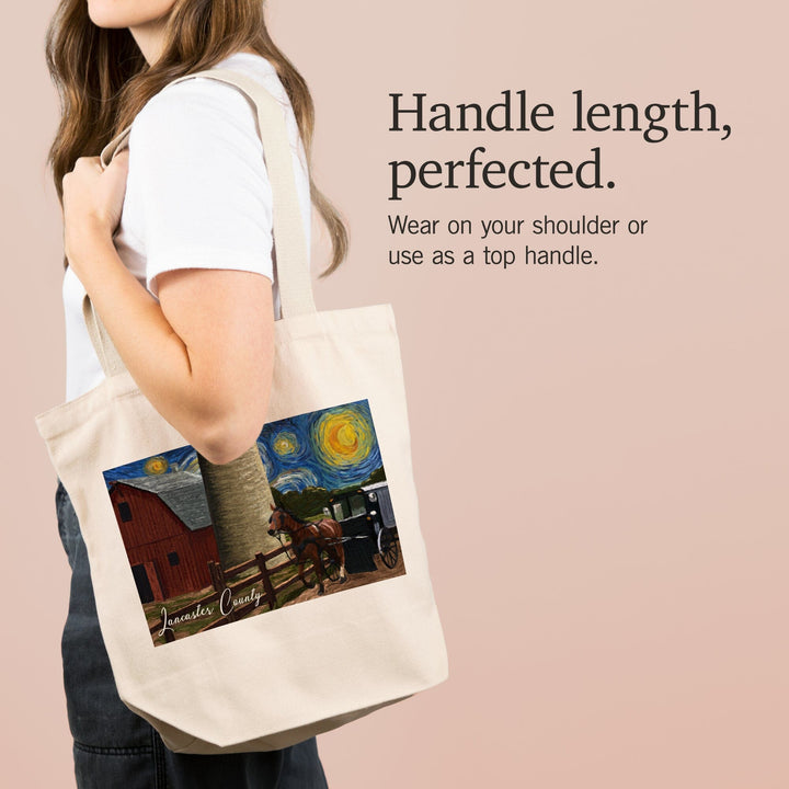 Lancaster County, Pennsylvania, Farm Scene, Starry Night, Tote Bag Totes Lantern Press 