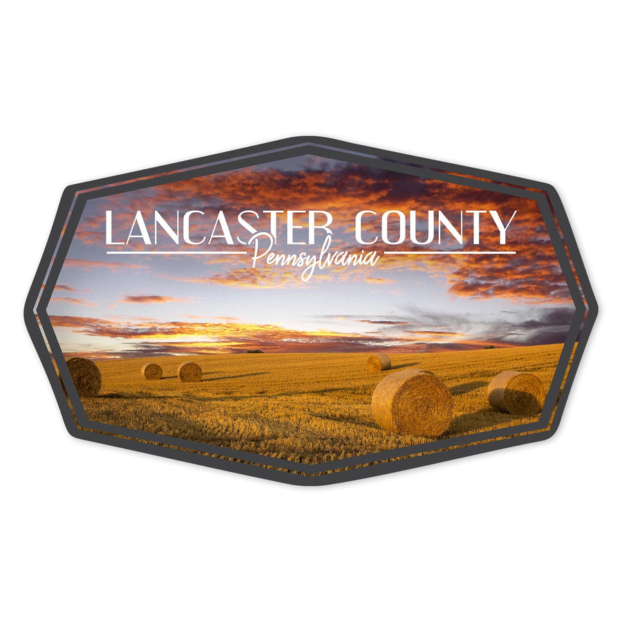 Lancaster County, Pennsylvania, Hay Rolls, Contour, Vinyl Sticker - Lantern Press