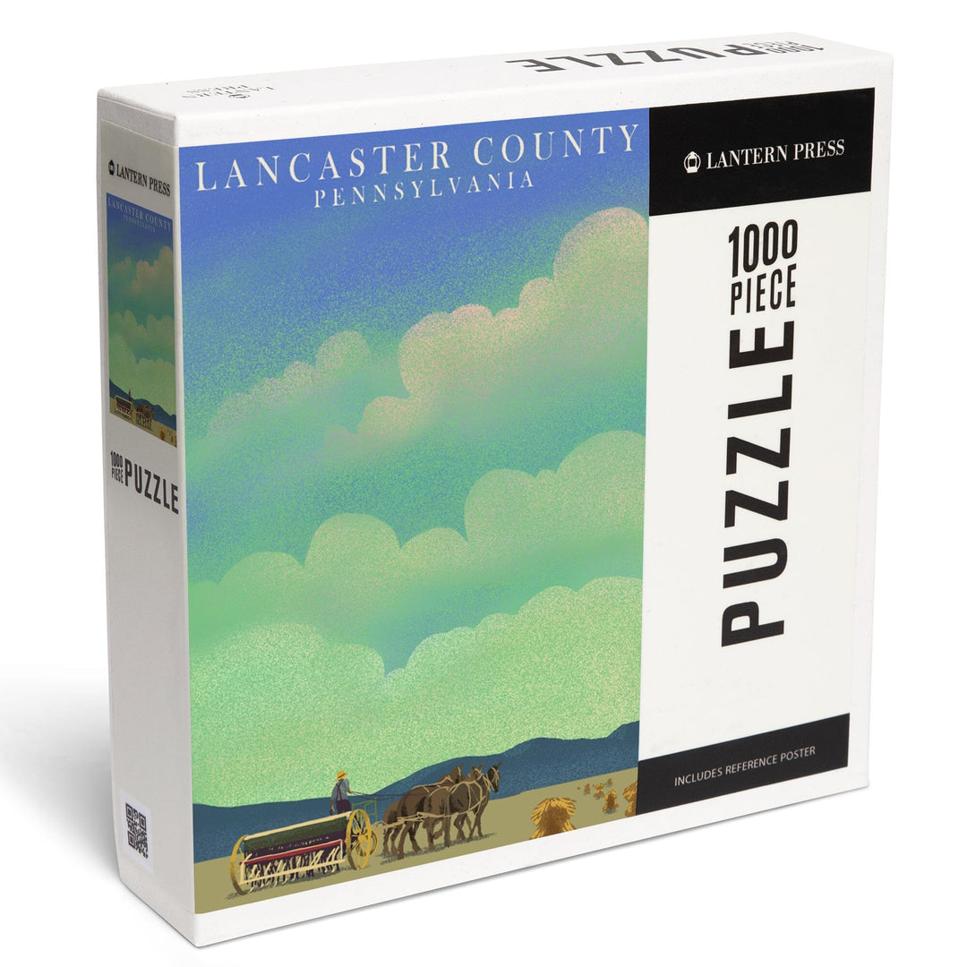 Lancaster County, Pennsylvania, Tractor in Field, Litho, Jigsaw Puzzle Puzzle Lantern Press 