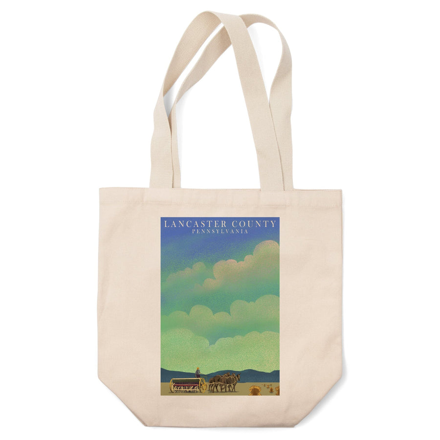 Lancaster County, Pennsylvania, Tractor in Field, Litho, Tote Bag Totes Lantern Press 