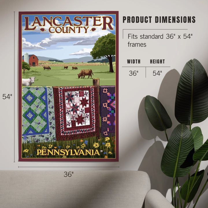 Lancaster County, Pennsylvania, View with Quilts on Fence, Art & Giclee Prints Art Lantern Press 