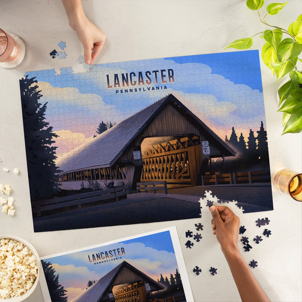 Lancaster, Pennsylvania, Covered Bridge, Jigsaw Puzzle Puzzle Lantern Press 