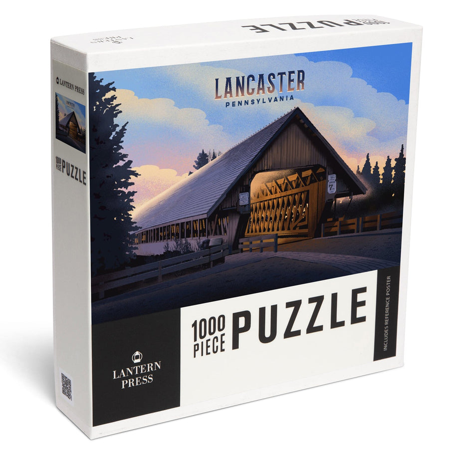 Lancaster, Pennsylvania, Covered Bridge, Jigsaw Puzzle Puzzle Lantern Press 