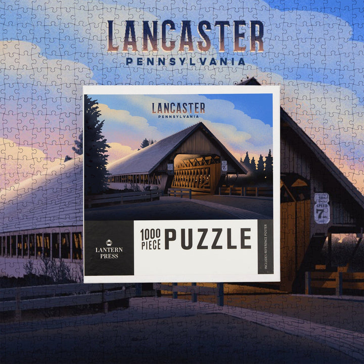Lancaster, Pennsylvania, Covered Bridge, Jigsaw Puzzle Puzzle Lantern Press 