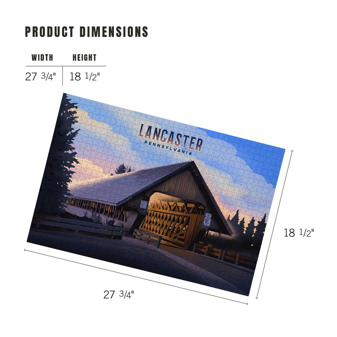 Lancaster, Pennsylvania, Covered Bridge, Jigsaw Puzzle Puzzle Lantern Press 