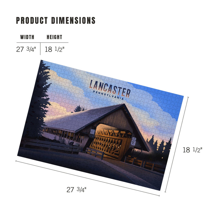 Lancaster, Pennsylvania, Covered Bridge, Jigsaw Puzzle Puzzle Lantern Press 