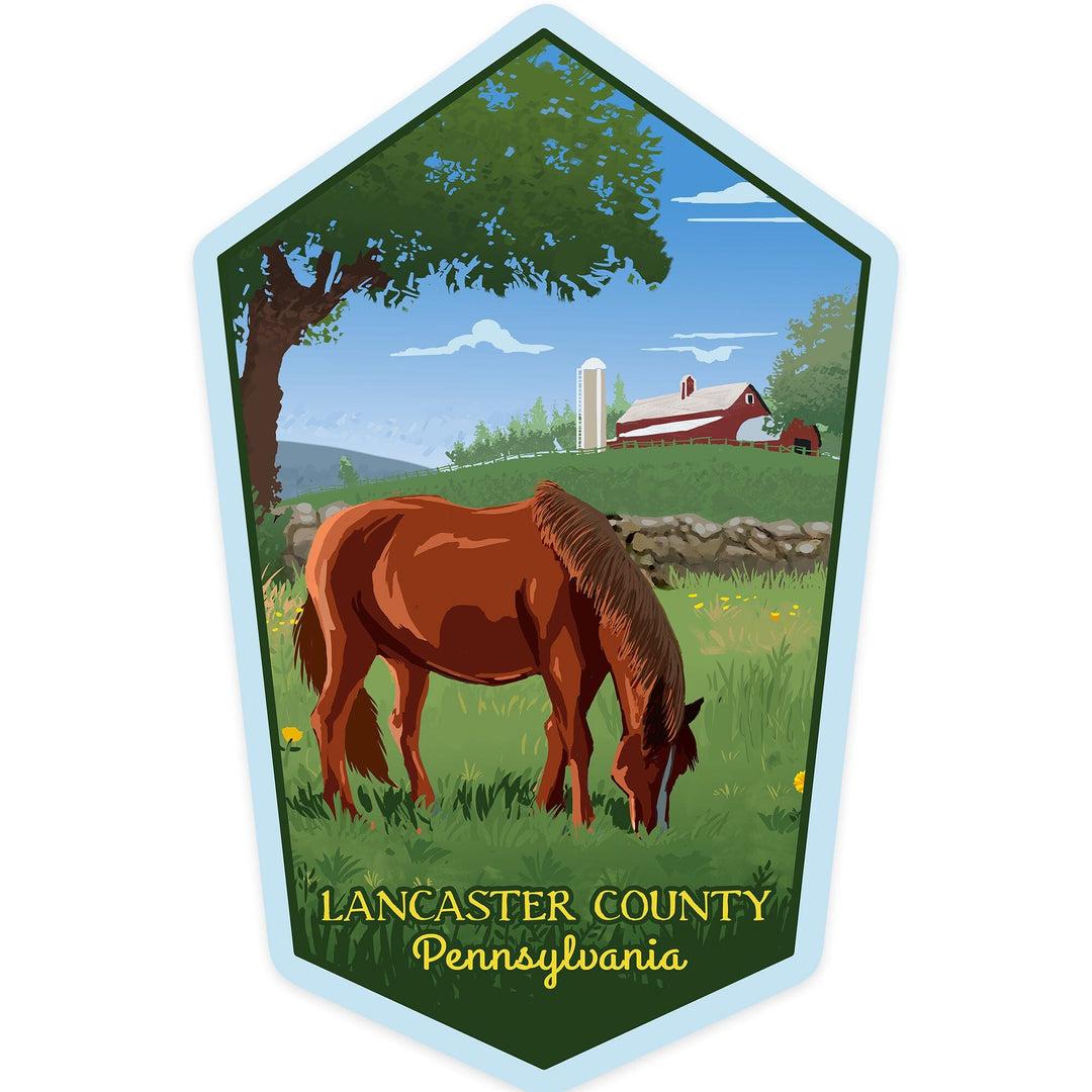 Lancaster, Pennsylvania, Horse In Field, Contour, Vinyl Sticker Sticker Lantern Press 