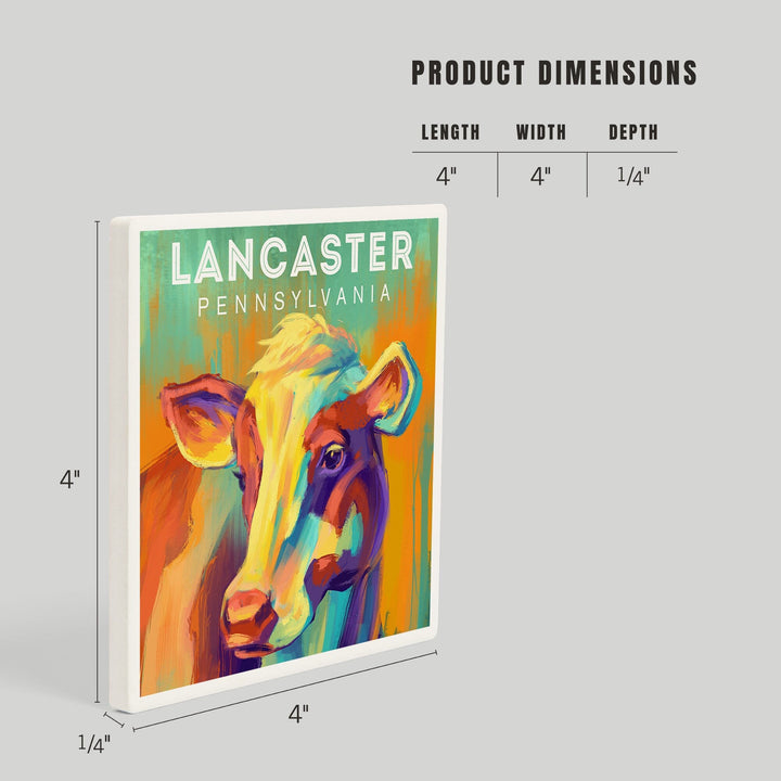 Lancaster, Pennsylvania, Vivid, Cow, Coasters Coasters Lantern Press 