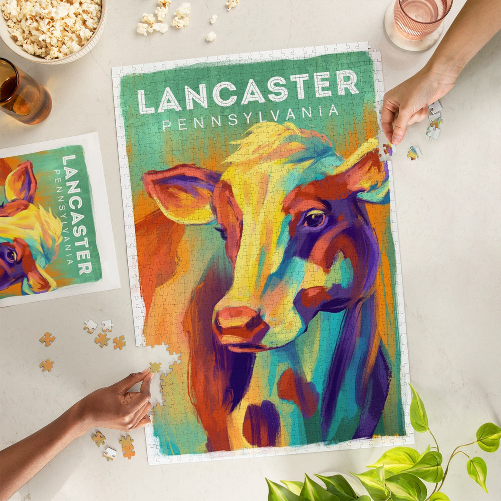 Lancaster, Pennsylvania, Vivid, Cow, Jigsaw Puzzle Puzzle Lantern Press 