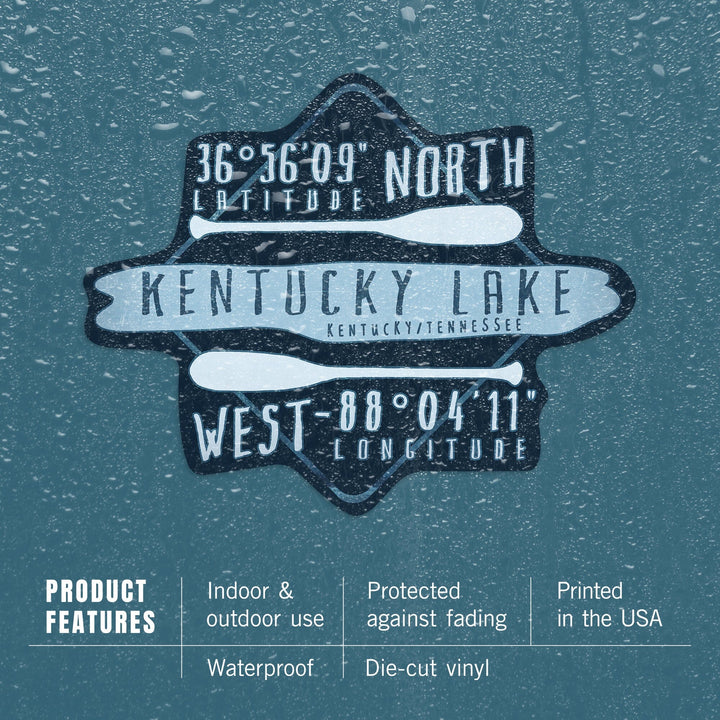 Land Between the Lakes, Kentucky, Lake Essentials, Latitude & Longitude, Contour, Lantern Press Artwork, Vinyl Sticker Sticker Lantern Press 