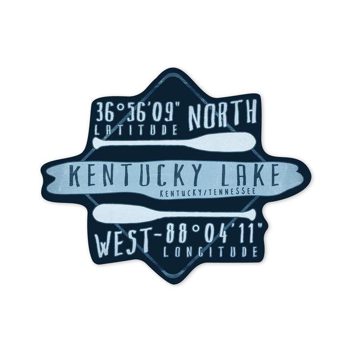 Land Between the Lakes, Kentucky, Lake Essentials, Latitude & Longitude, Contour, Lantern Press Artwork, Vinyl Sticker Sticker Lantern Press 