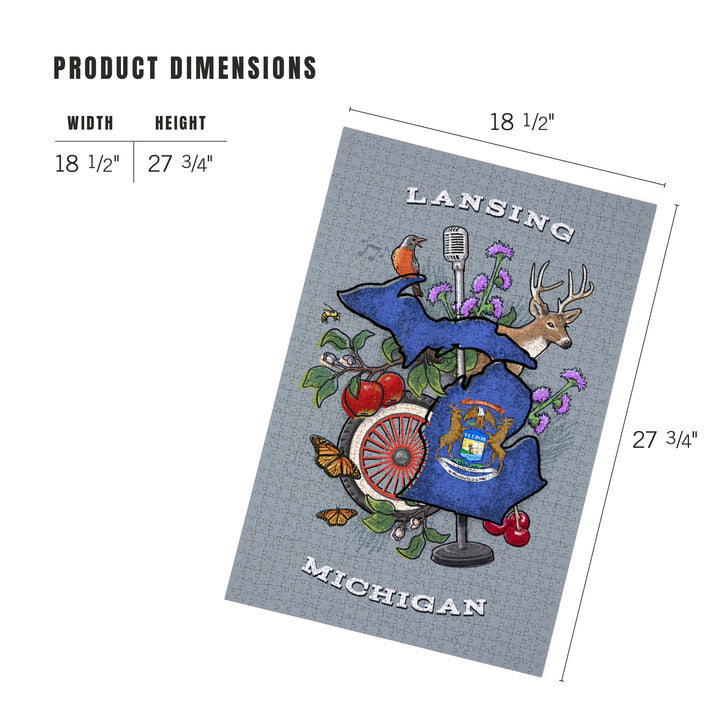 Lansing, Michigan, State Treasure Trove, Jigsaw Puzzle Puzzle Lantern Press 