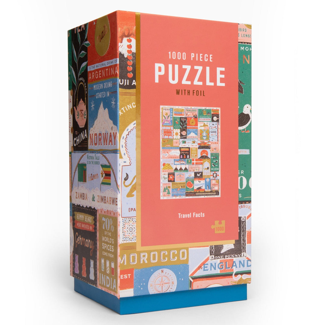 Lantern Press 1000 Piece Jigsaw Puzzle, Travel Facts Firelight Mini Puzzles Lantern Press 