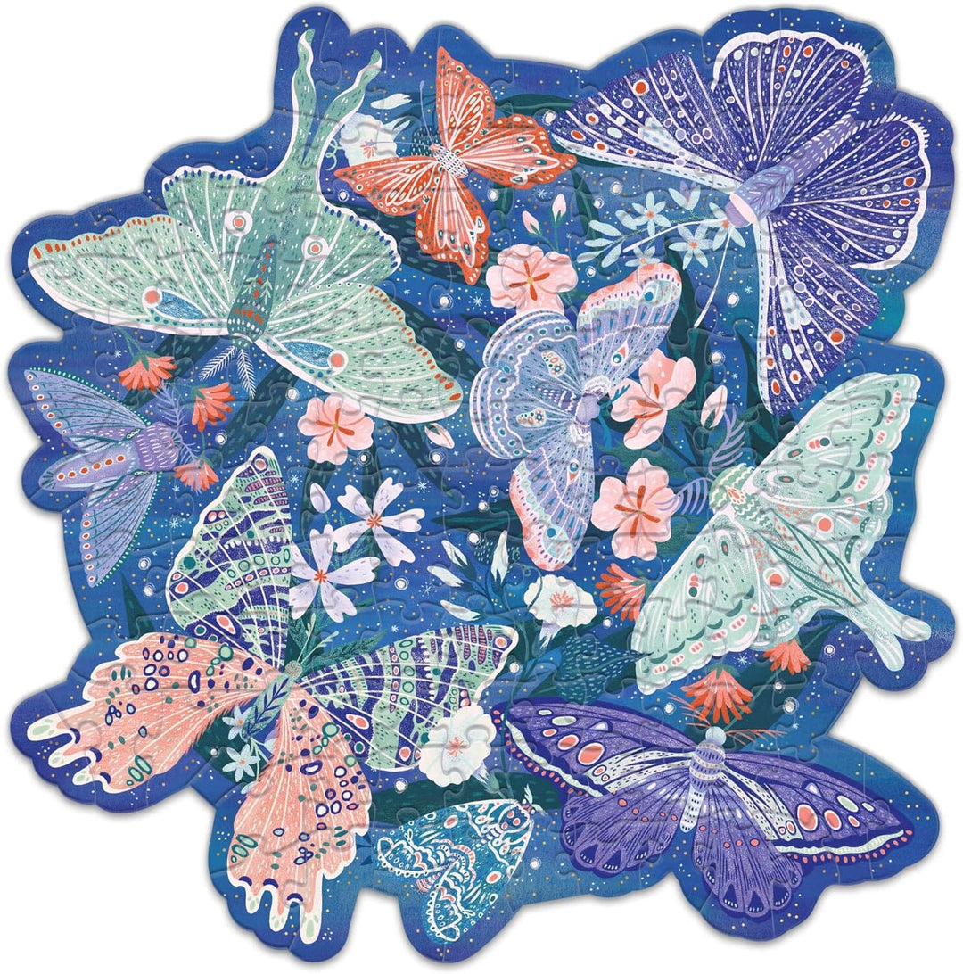 Lantern Press Mini Jigsaw Puzzle for Adults, Luminous Butterflies Firelight Mini Puzzles Lantern Press 