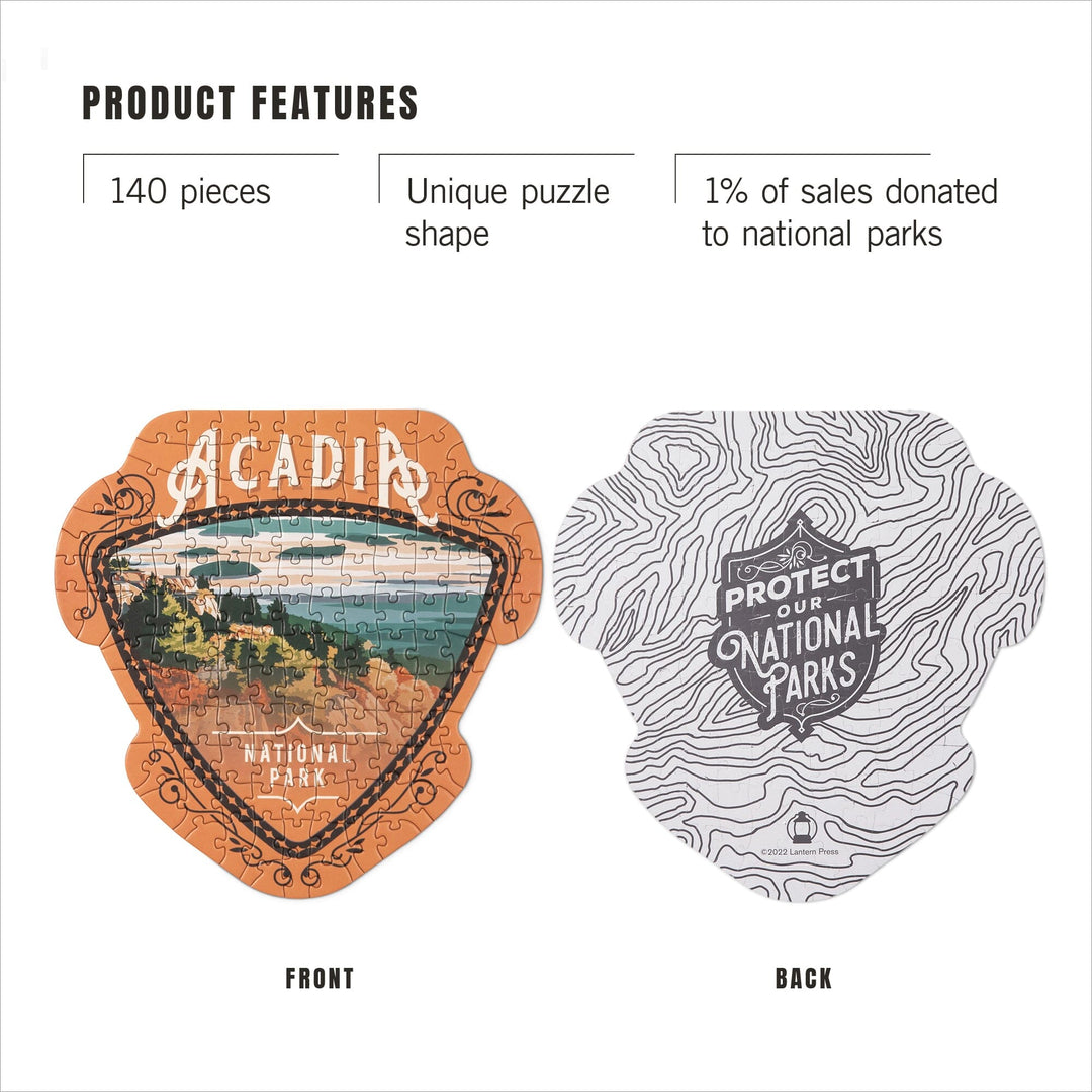 Lantern Press Mini Shaped Adult Jigsaw Puzzle, Protect Our National Parks (Acadia) Lantern Press 