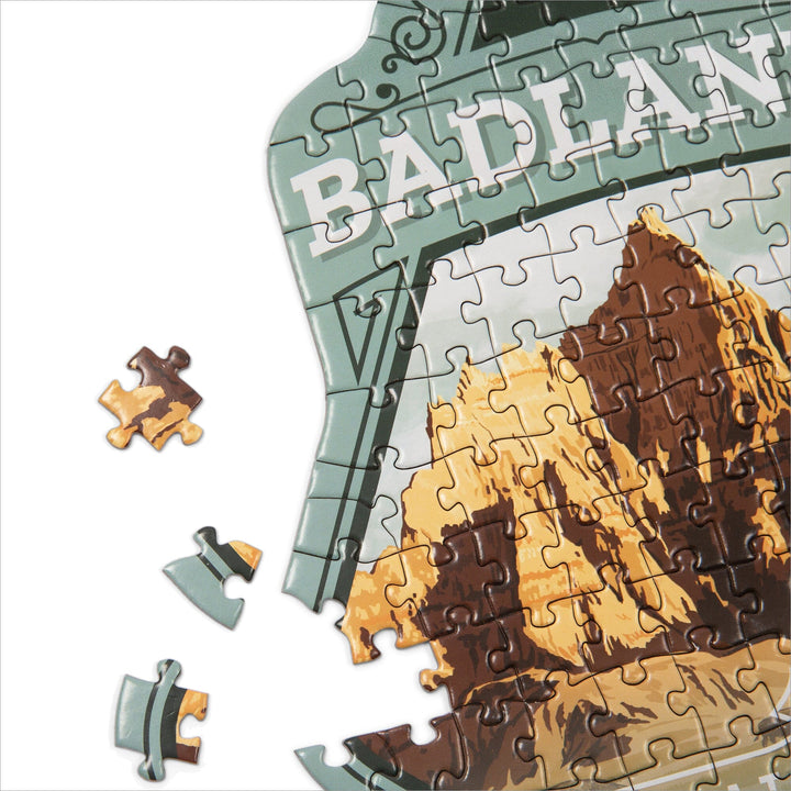 Lantern Press Mini Shaped Adult Jigsaw Puzzle, Protect Our National Parks (Badlands) Lantern Press 