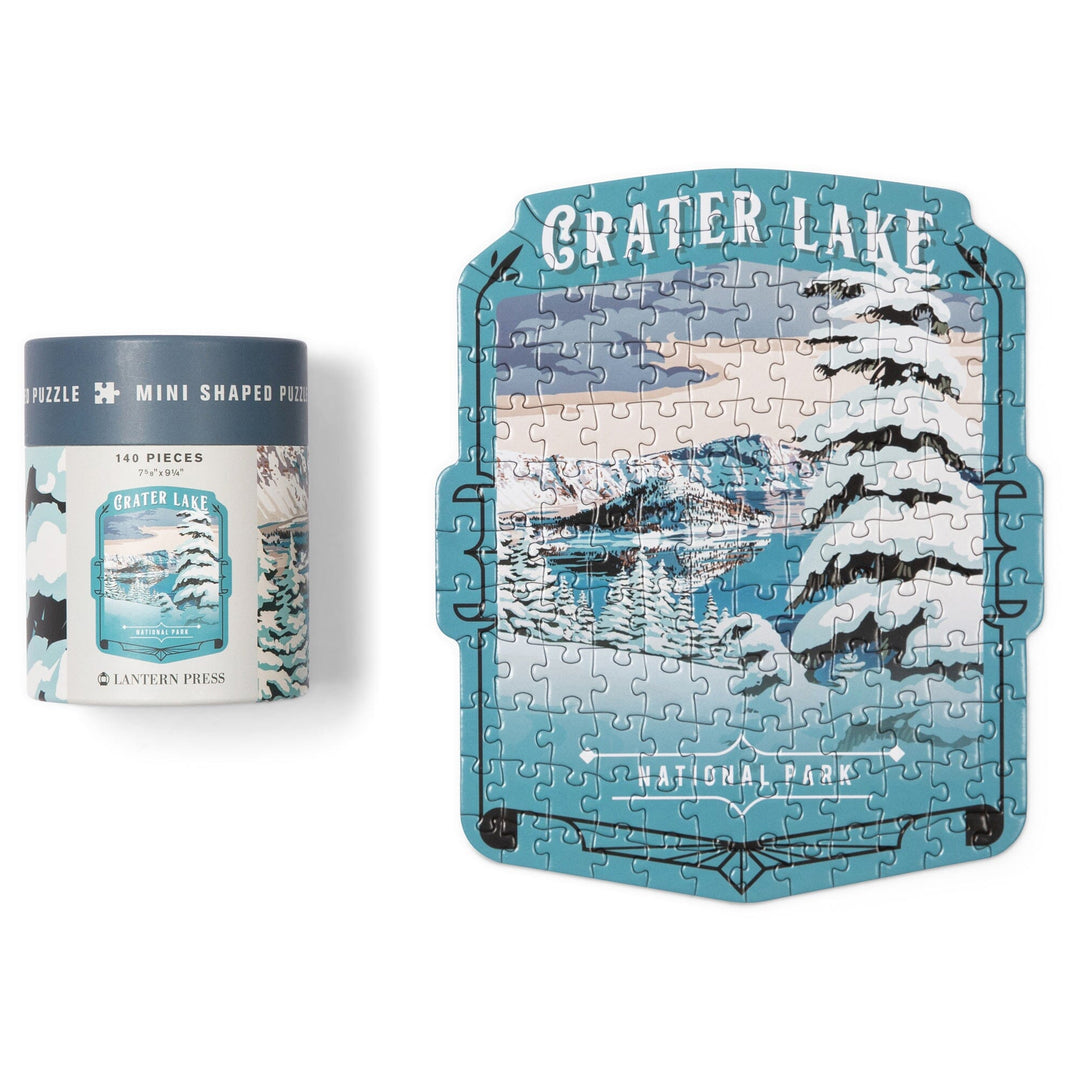 Lantern Press Mini Shaped Adult Jigsaw Puzzle, Protect Our National Parks (Crater Lake) Lantern Press 