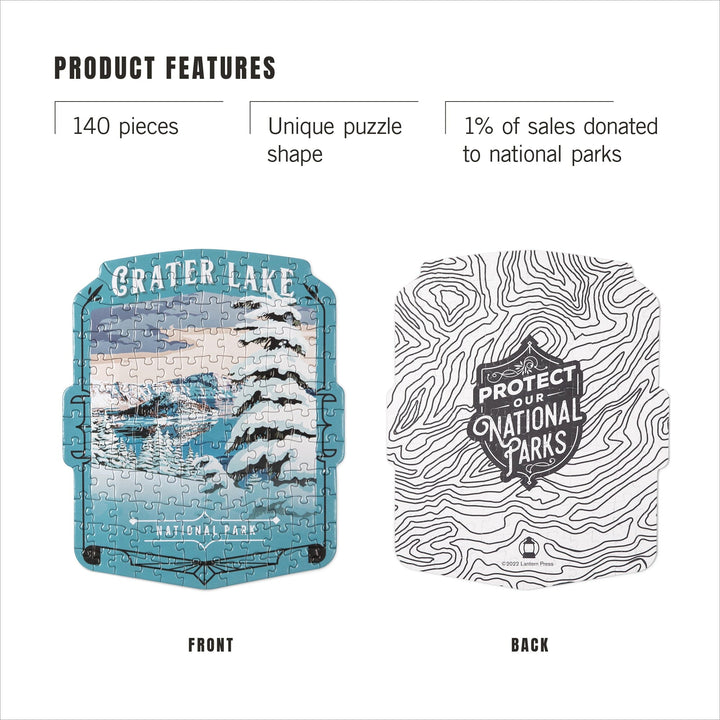 Lantern Press Mini Shaped Adult Jigsaw Puzzle, Protect Our National Parks (Crater Lake) Lantern Press 