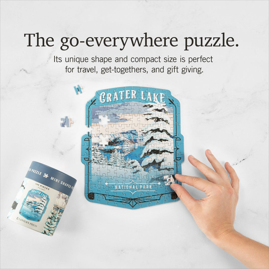 Lantern Press Mini Shaped Adult Jigsaw Puzzle, Protect Our National Parks (Crater Lake) Lantern Press 