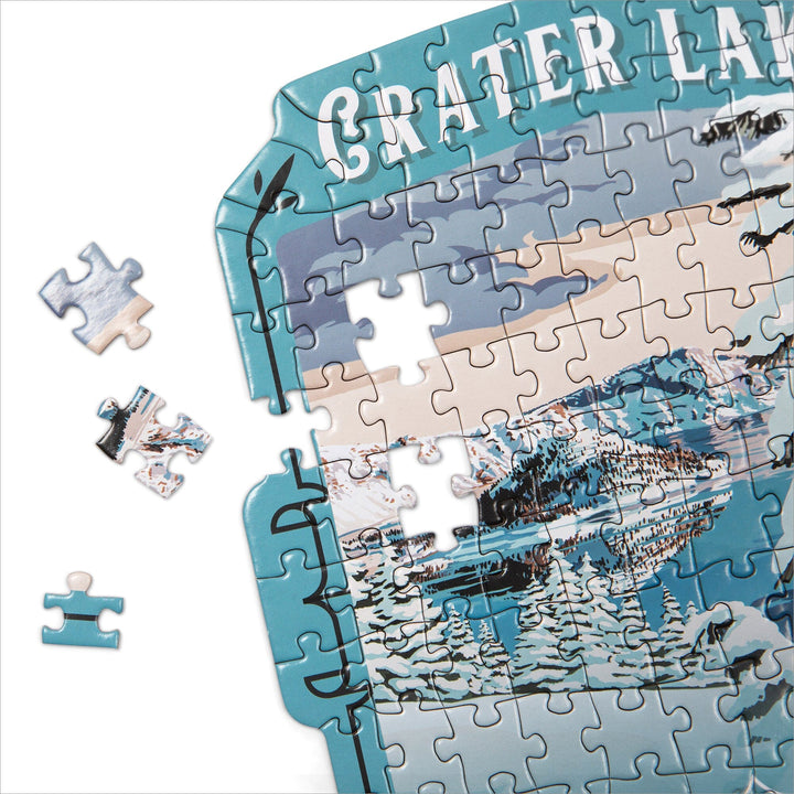 Lantern Press Mini Shaped Adult Jigsaw Puzzle, Protect Our National Parks (Crater Lake) Lantern Press 