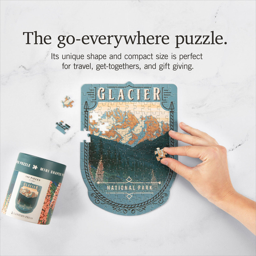 Lantern Press Mini Shaped Adult Jigsaw Puzzle, Protect Our National Parks (Glacier) Lantern Press 