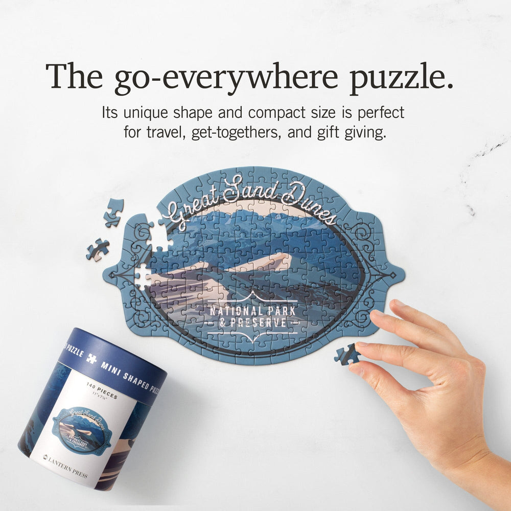 Lantern Press Mini Shaped Adult Jigsaw Puzzle, Protect Our National Parks (Great Sand Dunes) Lantern Press 