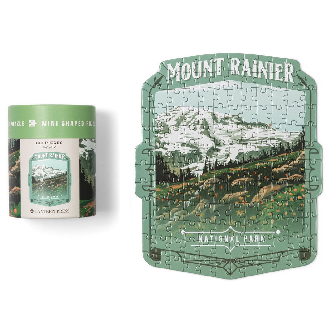 Lantern Press Mini Shaped Adult Jigsaw Puzzle, Protect Our National Parks (Mount Rainier) Lantern Press 