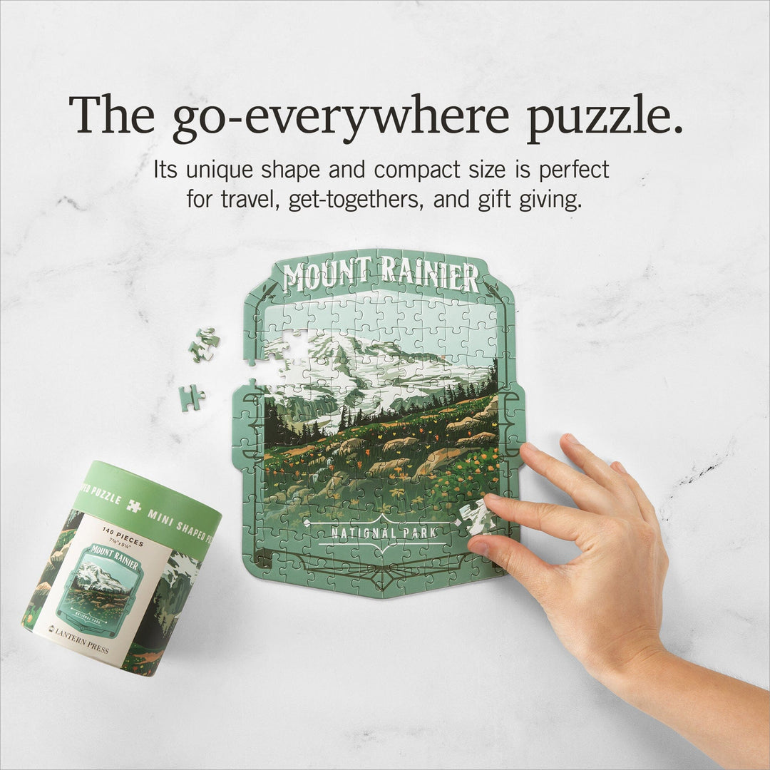 Lantern Press Mini Shaped Adult Jigsaw Puzzle, Protect Our National Parks (Mount Rainier) Lantern Press 