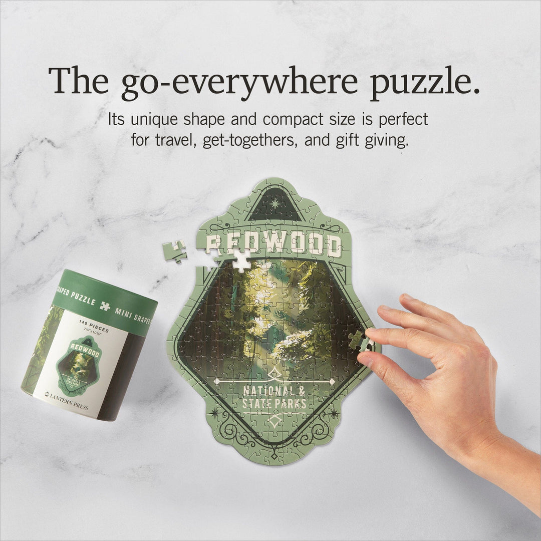 Lantern Press Mini Shaped Adult Jigsaw Puzzle, Protect Our National Parks (Redwood) Lantern Press 