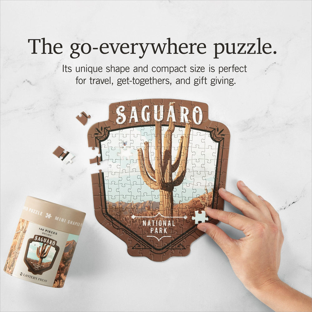 Lantern Press Mini Shaped Adult Jigsaw Puzzle, Protect Our National Parks (Saguaro) Lantern Press 