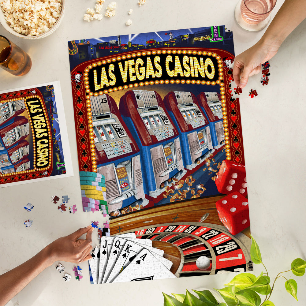 Las Vegas, Nevada, Casino Montage, Jigsaw Puzzle Puzzle Lantern Press 