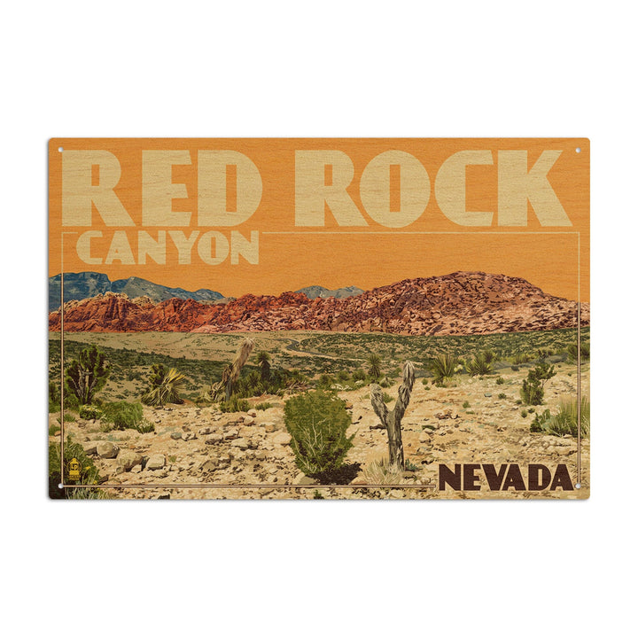 Las Vegas, Nevada, Red Rock Canyon, Lantern Press Artwork, Wood Signs and Postcards Wood Lantern Press 10 x 15 Wood Sign 