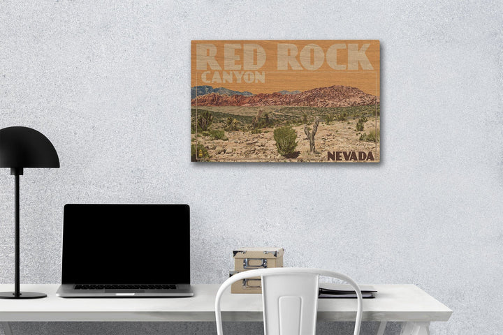Las Vegas, Nevada, Red Rock Canyon, Lantern Press Artwork, Wood Signs and Postcards Wood Lantern Press 12 x 18 Wood Gallery Print 
