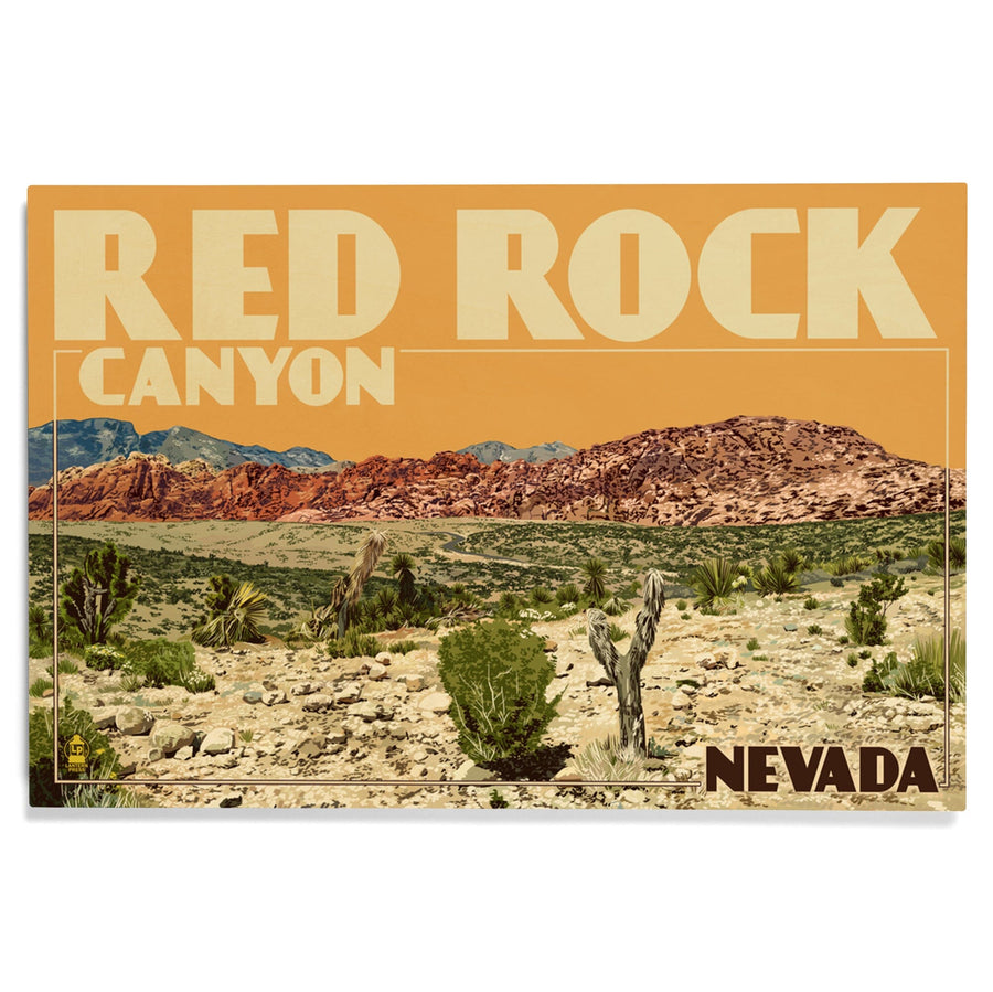 Las Vegas, Nevada, Red Rock Canyon, Lantern Press Artwork, Wood Signs and Postcards Wood Lantern Press 