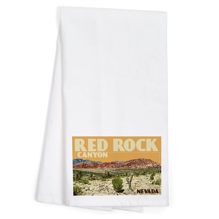 Las Vegas, Nevada, Red Rock Canyon, Organic Cotton Kitchen Tea Towels Kitchen Lantern Press 